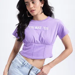 glitchez Statement Styles Embroidered Panelled Crop Top-picture-15