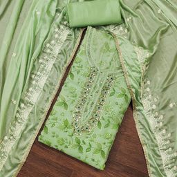 SHADOW & SAINING Floral Printed Organza Semi-Stitched Dress Material-image-80