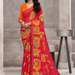 KALINI Embroidered Poly Chiffon Saree-picture-12