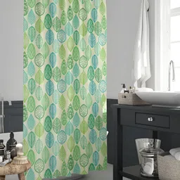 ArtzFolio Yellow & Green Abstract Printed Waterproof Shower Curtain-4
