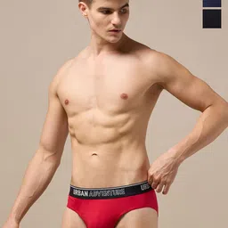 URBAN ADVENTURE 3-Pcs Mid-Rise Anti-Bacterial Basic Briefs 3UAM-002(BLACK-NAVY-RED)-image-71