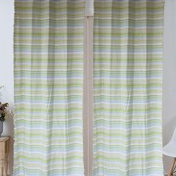 Dekor World Beige Set of 2 Striped Window Curtain-8