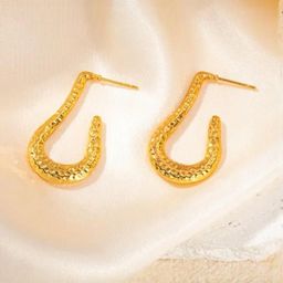 Estailo fashion Gold Plated Contemporary Half Hoop Earrings-image-51