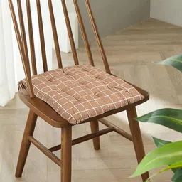 Kuber Industries Grey & White 2 Pieces Checked Cotton Chair Pads-7