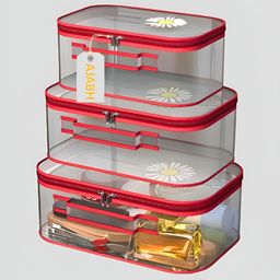 Ajabh Red Set of 3 Water Resistant Makeup Organiser Organisers-8