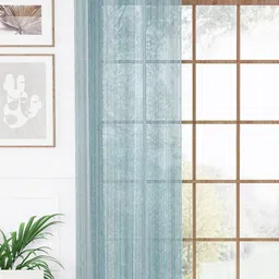 Story@home Blue & White Striped Sheer Long Door Curtain-image-43