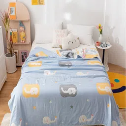 JC HOME Unisex Blue Blankets Quilts and Dohars-image-34