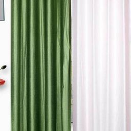 BELLA TRUE Green & White 2 Pieces Ripple Fold Long Door Curtains-image-68