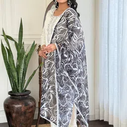 KALINI Women Embroidered Regular Sequinned Kurta with Trousers & With Dupatta image 4