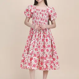 PaheliRani Puff Sleeve Crepe Fit & Flare Midi Dress-picture-19