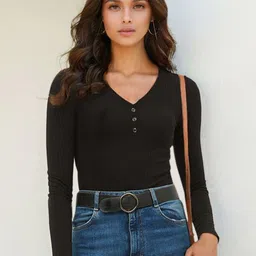 Stylecast X Slyck Women V-Neck Fitted Top-37