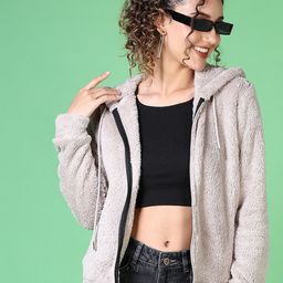 V-Mart Women Fur Hooded Neck Sweatshirt-picture-2