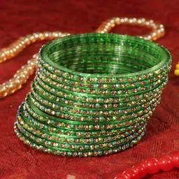 LAVAZZA Set Of 12 CZ-Studded Glass Bangles-32