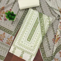 MANVAA Ethnic Motifs Embroidered Pure Cotton Unstitched Dress Material-image-22