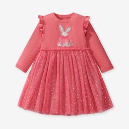 YK Girls Graphic Printed Knee Length Dress-image-119