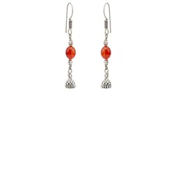 Shrim jewels Red Carnelian Beads & Dome Charm Contemporary Drop Earrings-picture-12