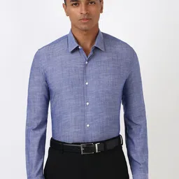 Peter England Men Spread Collar Solid Cotton Slim Fit Formal Shirt-image-63