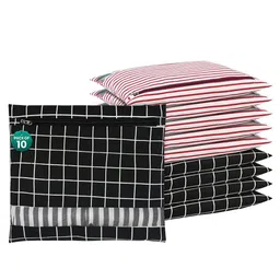 Kuber Industries Black & Maroon 10 Pieces Printed Cotton Storage Organisers-13