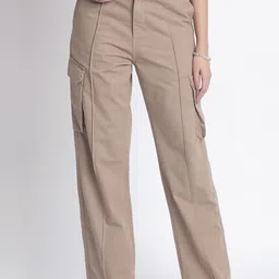 IVOC Women Straight Fit High-Rise Cargos Trousers-picture-43