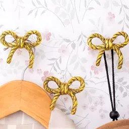 Indianshelf Yellow & Black Textured Aluminium Robe Bow Wall Hooks-42