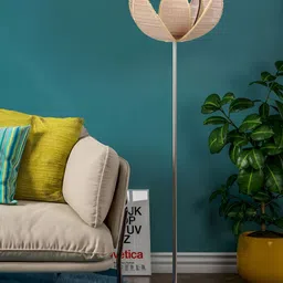 Devansh Beige Rose Design Floor Lamp Steel Base-image-8