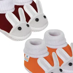 NESKA MODA 12 To 18 Months Non Slip Set of 2 Pair Cotton Rabbit Face Baby Booties-image-64