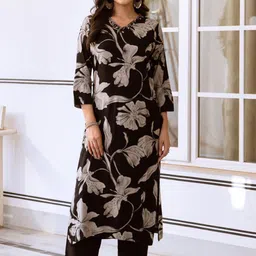 Anouk Women Floral Printed Regular Thread Work Kurta with Trousers-picture-19