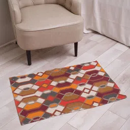 BLANC9 Yellow Printed 800 GSM Pure Cotton Bath Rug-2
