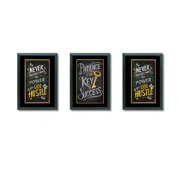 Aisha Decorz Black Set of 3 Motivational Art Printed Framed Wall Art-picture-38