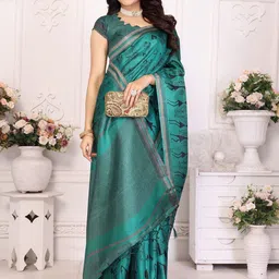 KALINI Kalamkari Art Silk Saree-image-86