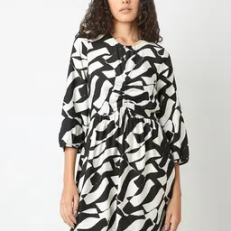 Vero Moda Women Printed Bishop Sleeve Fit & Flare Dress-picture-55
