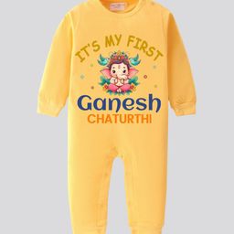 BLUSHES Infants Ganesh Chaturthi Printed Pure Cotton Round Neck Romper-image-59