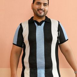 Instafab Plus Striped Polo Collar Cotton T-shirt-picture-15
