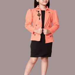 FASSY Colourblocked Puff Sleeve A-Line Dress-image-44