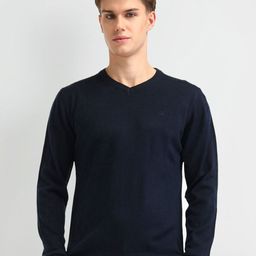 Arrow Men Full Sleeves V-Neck Cotton Pullover-image-92
