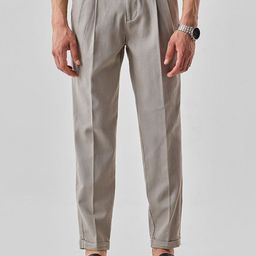 Snitch Men Slim Fit Pleated Chinos Trousers-picture-10