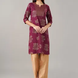 RANGMANCH BY PANTALOONS Ethnic Motifs Printed Gotta Patti Straight Kurta-picture-55