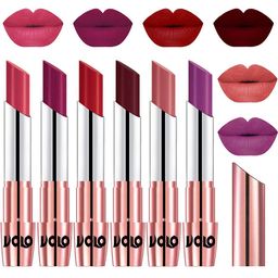 VOLO Set Of 6 Creme Matte Lipstick-Pink-Magenta-Tomato Red-Maroon-Light Peach-Purple-3