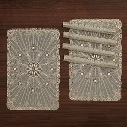 Kuber Industries Gold Toned & Off White 6 Pieces Textured Anti-Slip Table Placemats-52
