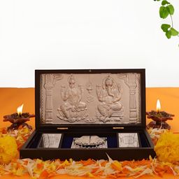 INTERNATIONAL GIFT Gold-Toned Laxmi Ganesh With Charan Paduka Pooja Essentials-image-17