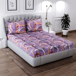 Signature Purple & Red Floral Printed Microfiber 120 TC King Bedsheet Set 2.25 m X 2.45 m-image-87