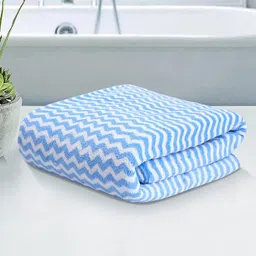 Myntra Elegant Homes Blue & Off White Chevron Microfiber 400 GSM Bath Towel-image-34