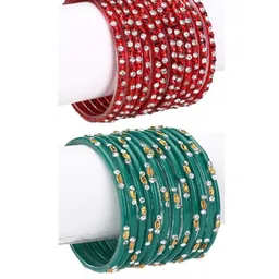 1ST TIME Set of 24 Red & Turquoise Blue Alloy Bangle-32
