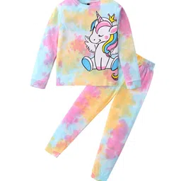 UNICORNS Kids Tie & Dye Unicorn Printed Round Neck Night suit-image-97