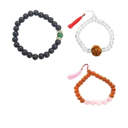 Divine souvenirs Unisex Set Of 3 Artificial Beaded Elasticated Bracelets-17