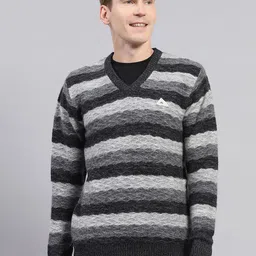 Monte Carlo Men V-Neck Striped Woollen Pullover Sweaters-picture-16
