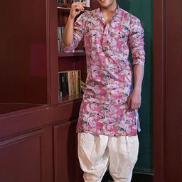Shasak Men Floral Mirror Work Kurta-image-61