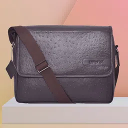 OLIVE MIST Adults Textured Leather Laptop Bag-image-26