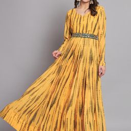 Raiyani Enterprise Floral Print Crepe Fit & Flare Maxi Dress-image-35