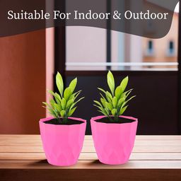 Kuber Industries Pink 2 Pieces Barfi Pattern Flower Pots for Garden image 4